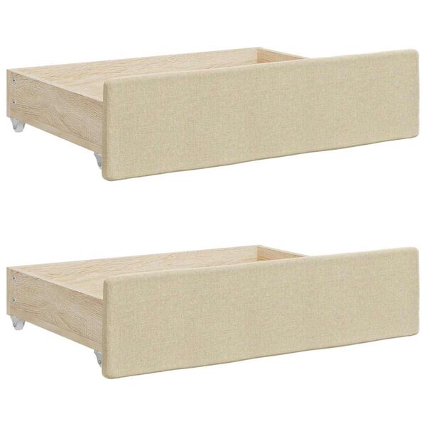 vidaXL Bed Drawer Cream Engineered wood, 100% polyester fabric Bed Drawer