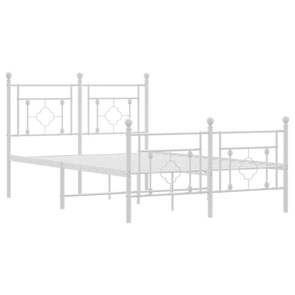 vidaXL Bed Frame White Powder-coated steel Double Bed Frame