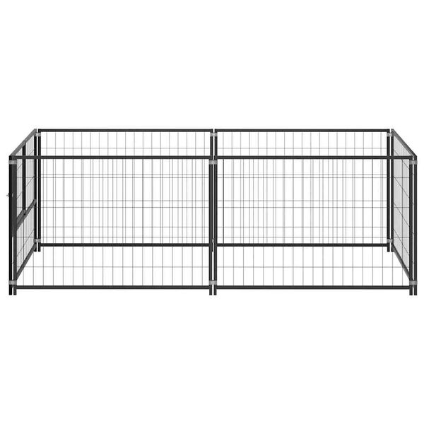 vidaXL Dog Kennel Black Steel 78.7x39.4x27.6 in Durable Dog Kennel