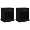 vidaXL Bedside Cabinet Set of 2 Black Engineered wood Medium