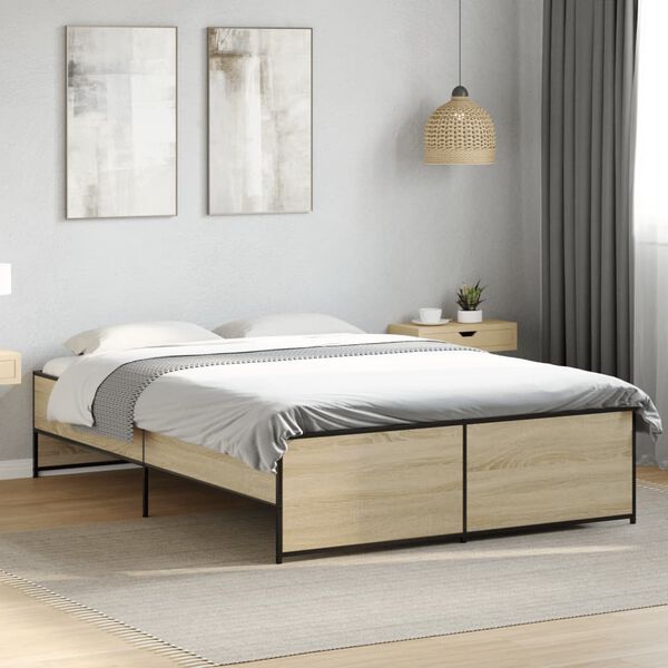 vidaXL Bed Frame Sonoma oak Engineered wood Double Durable Bed Frame