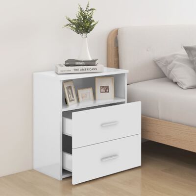 vidaXL Bed Cabinet High Gloss White 19.7"x12.6"x23.6"