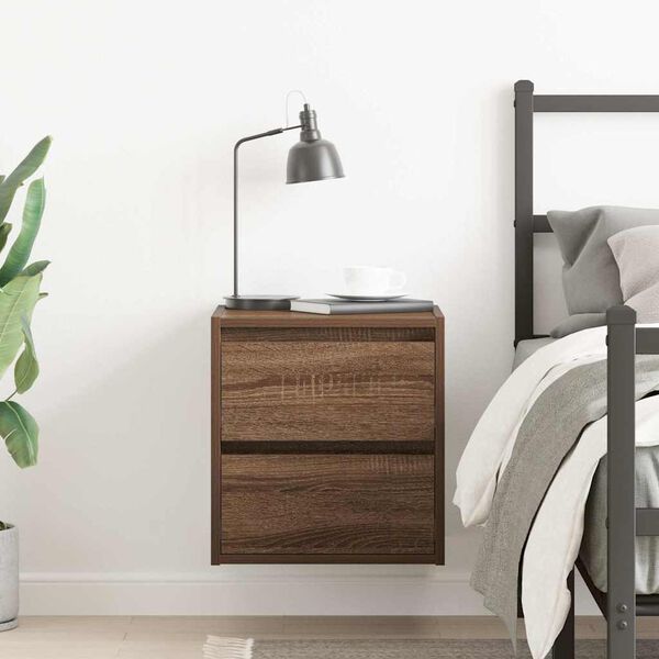 vidaXL Wall-mounted Nightstand Brown Oak Engineered Wood