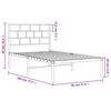 vidaXL Metal Bed Frame White Powder-Coated Steel Single Single Bed Frame