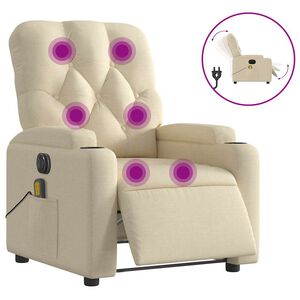 vidaXL Electric Massage Recliner Chair Cream Polyester, Metal, Plywood