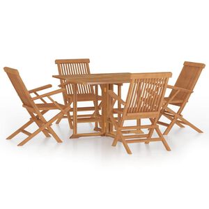 vidaXL Outdoor Dining Set Teak Solid teak wood Medium Foldable