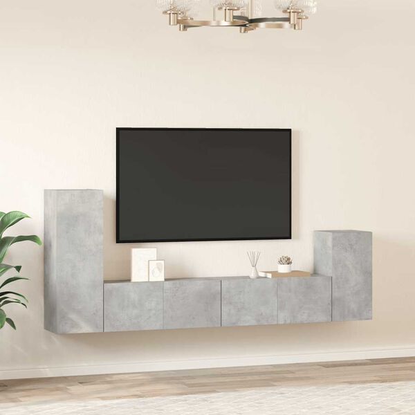 vidaXL TV Cabinet Set Set of 4 Concrete grey Engineered wood Large