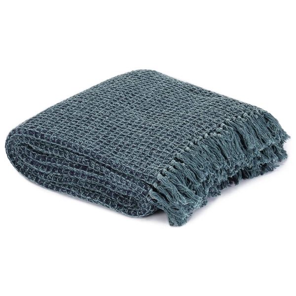 vidaXL Throw Indigo Blue 100% Cotton 63.0 x 82.7 in Throw Blanket