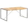 vidaXL Dining Table Brown and Grey Solid Rough Mango Wood, Steel