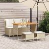 vidaXL 4 Piece Patio Dining Set with Cushions Beige Poly Rattan