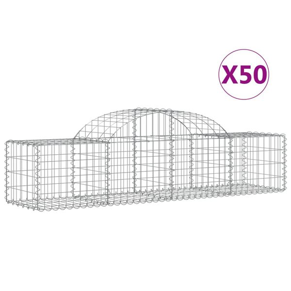 vidaXL Gabion Basket Set of 50 Silver Galvanized iron Large Durable