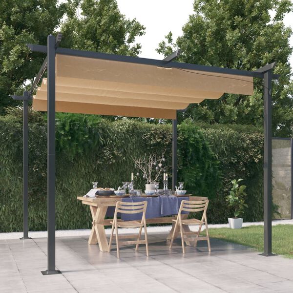 vidaXL Garden Gazebo Taupe Powder-coated steel 10ft x 10ft Retractable