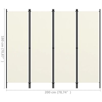 vidaXL 4-Panel Room Divider Cream White 78.7"x70.9"