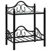 vidaXL Bedside Table Set of 2 Black Steel and tempered glass