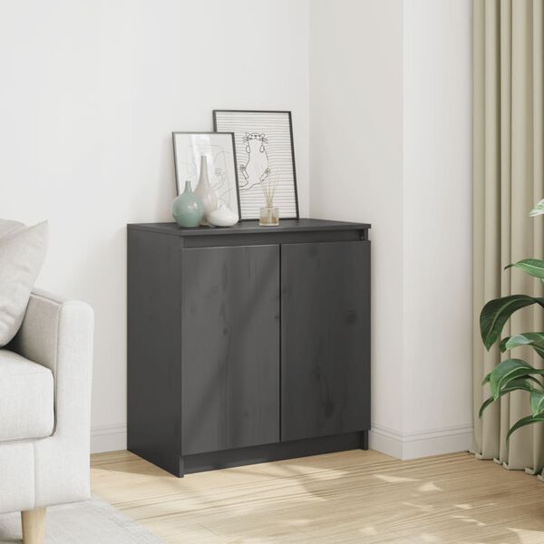vidaXL Side Cabinet Gray Solid Pinewood Compact Side Cabinet