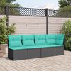 vidaXL Garden Sofa Black PE rattan 4-Seater Adjustable Feet