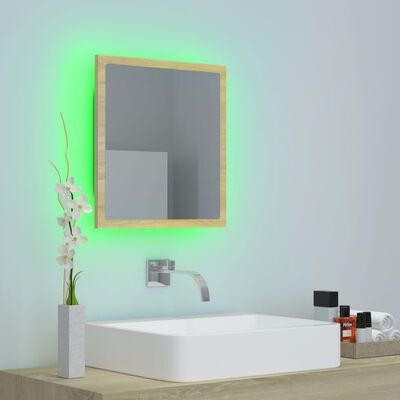 vidaXL LED Bathroom Mirror Sonoma Oak 15.7"x3.3"x14.6" Acrylic