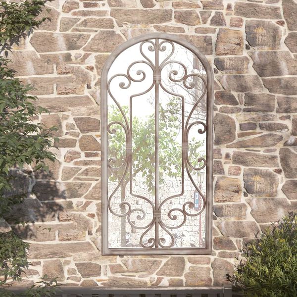 vidaXL Garden Mirror Sand Iron, Glass 27.6 x 11.8 in Decorative Inlays