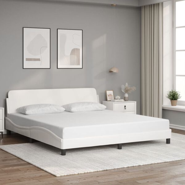 vidaXL Bed Frame "Dover" White 72"x83.9"Faux Leather