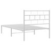 vidaXL Metal Bed Frame White Powder-Coated Steel Twin Metal Bed Frame