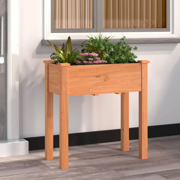 vidaXL Planter Brown Solid fir wood with a non-woven fabric liner Large