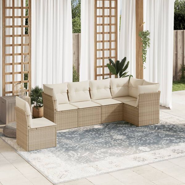 vidaXL Garden Sofa Set Beige PE rattan Large Modular Garden Sofa Set