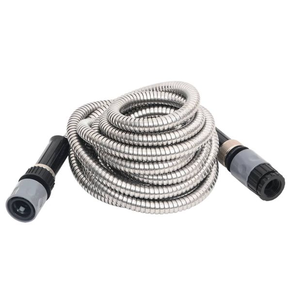 vidaXL Garden Hose Silver Stainless Steel 30 m Durable Garden Hose