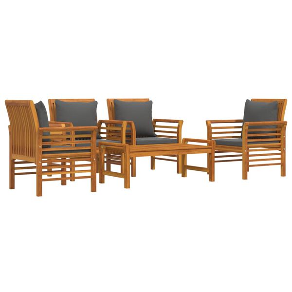 vidaXL Garden Lounge Set Dark grey Acacia wood, Polyester Medium Durable