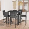 vidaXL Garden Bar Set Gray PE rattan Medium Footrest Garden Bar Set