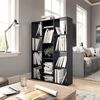 vidaXL Room Divider/Book Cabinet Black 39.4x9.4x55.1" Engineered Wood