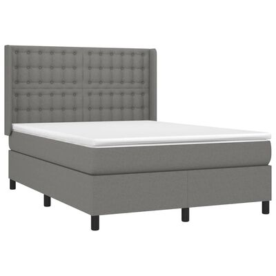 vidaXL Box Spring Bed with Mattress Dark Gray Full Fabric