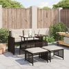 vidaXL 4 Piece Patio Sofa Set with Cushions Brown Poly Rattan Glass