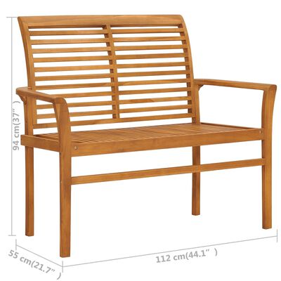 vidaXL Patio Bench with Blue Cushion 44.1" Solid Teak Wood