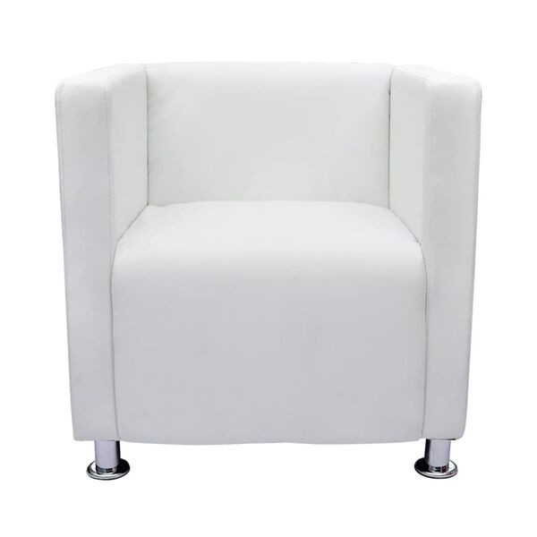 vidaXL Armchair White Faux leather, solid wood, plywood Compact