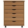 vidaXL Rolling Cabinet Honey brown Solid pine wood Medium