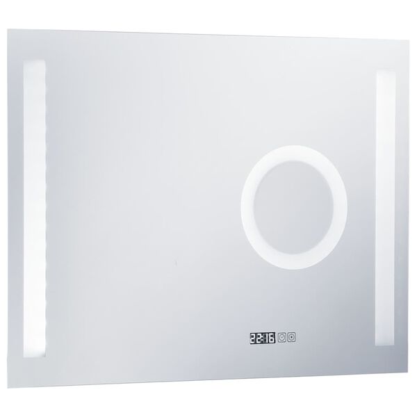 vidaXL Bathroom Mirror Silver Glass, Aluminum 31.5 x 23.6 in