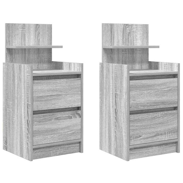 vidaXL Bedside Cabinet Set of 2 Grey Sonoma Engineered wood Medium