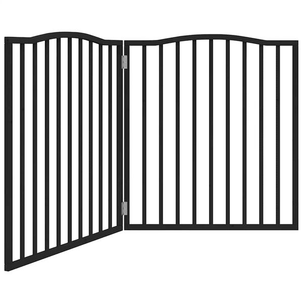 vidaXL Dog Gate Set of 2 Black Poplar Wood 63 in total length Foldable