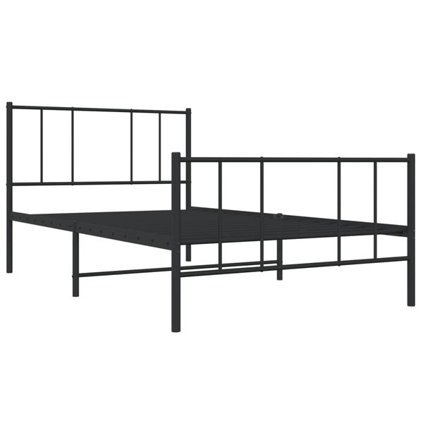 vidaXL Bed Frame Black Powder-Coated Steel Twin Metal Bed Frame