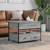 vidaXL Coffee Table Gray Sonoma 27.6"x19.7"x19.7" Engineered Wood and Metal