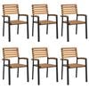 vidaXL Stackable Garden Chair Set of 6 Natural wood and black