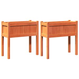 vidaXL Garden Planter Set of 2 Wax Brown Solid pine wood Medium