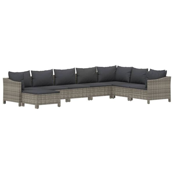 vidaXL Garden Lounge Set Grey PE rattan, powder-coated steel Large