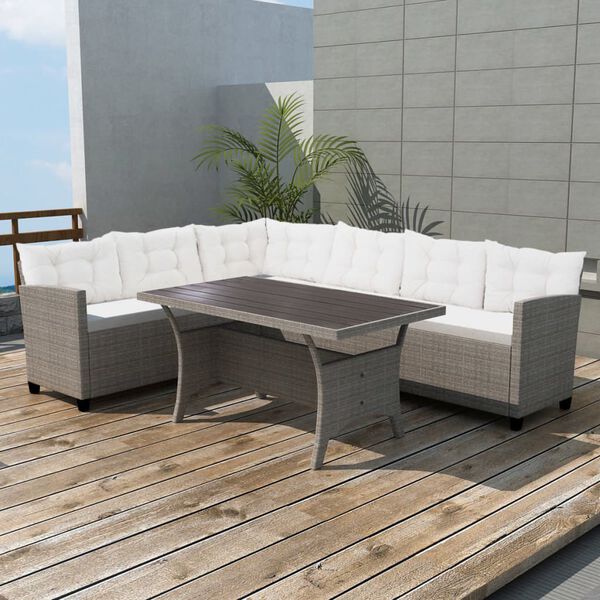 vidaXL Outdoor Furniture Set Grey, Cream White