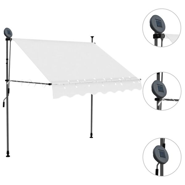 vidaXL Retractable Awning Cream Polyester with PU coating, Steel