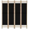 vidaXL Folding 4-Panel Room Divider 63" Bamboo and Canvas