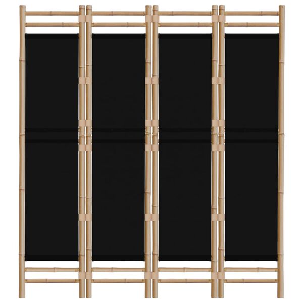 vidaXL Folding 4-Panel Room Divider 63" Bamboo and Canvas