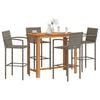 vidaXL Garden Bar Set Grey Solid Acacia wood, PE rattan, Powder-coated steel