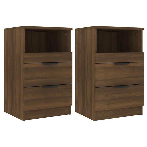 vidaXL Bedside Cabinet Set of 2 Brown Oak Engineered wood Medium