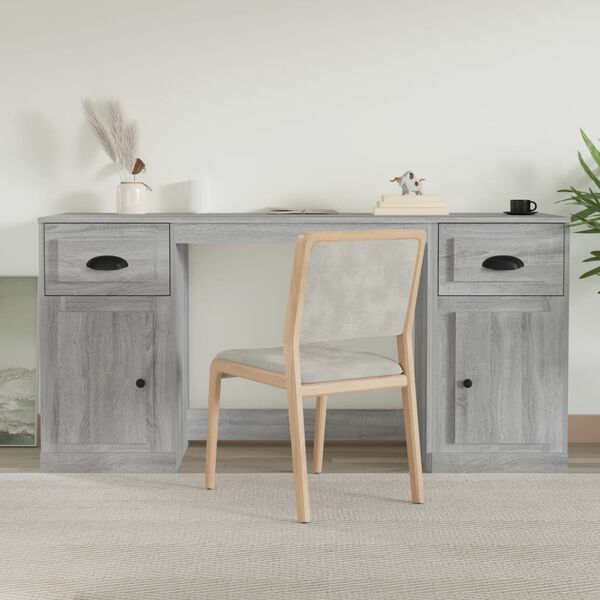 vidaXL Desk With Cabinet Grey Sonoma Engineered Wood Large